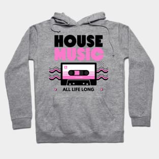 HOUSE MUSIC  - Cassette (Pink/Black) Hoodie